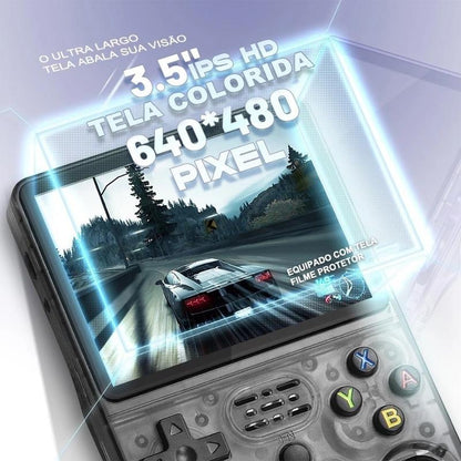 Console Portátil R36S + de 15.000 Jogos Vídeo Game 64g Linux Tela IPS 3.5 Polegadas