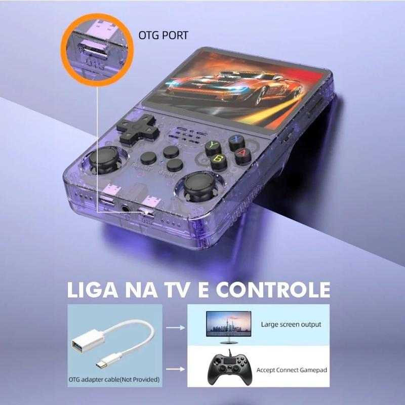 Console Portátil R36S + de 15.000 Jogos Vídeo Game 64g Linux Tela IPS 3.5 Polegadas